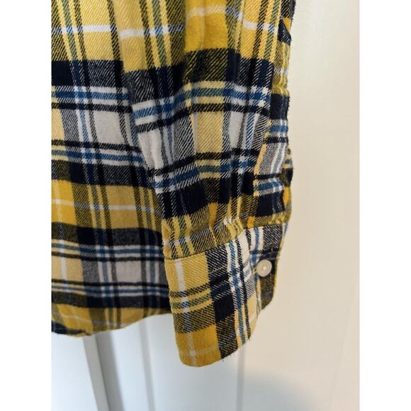 Land's End Women's Flannel Shirt SIze 14P, Navy & Yellow - U of Michigan Colors - Picture 2 of 9